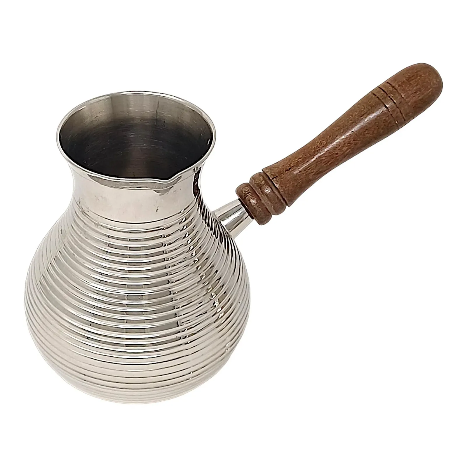 Турка Cezve 500 мл Никелированная латунь Съемная деревянная ручка, фото №1