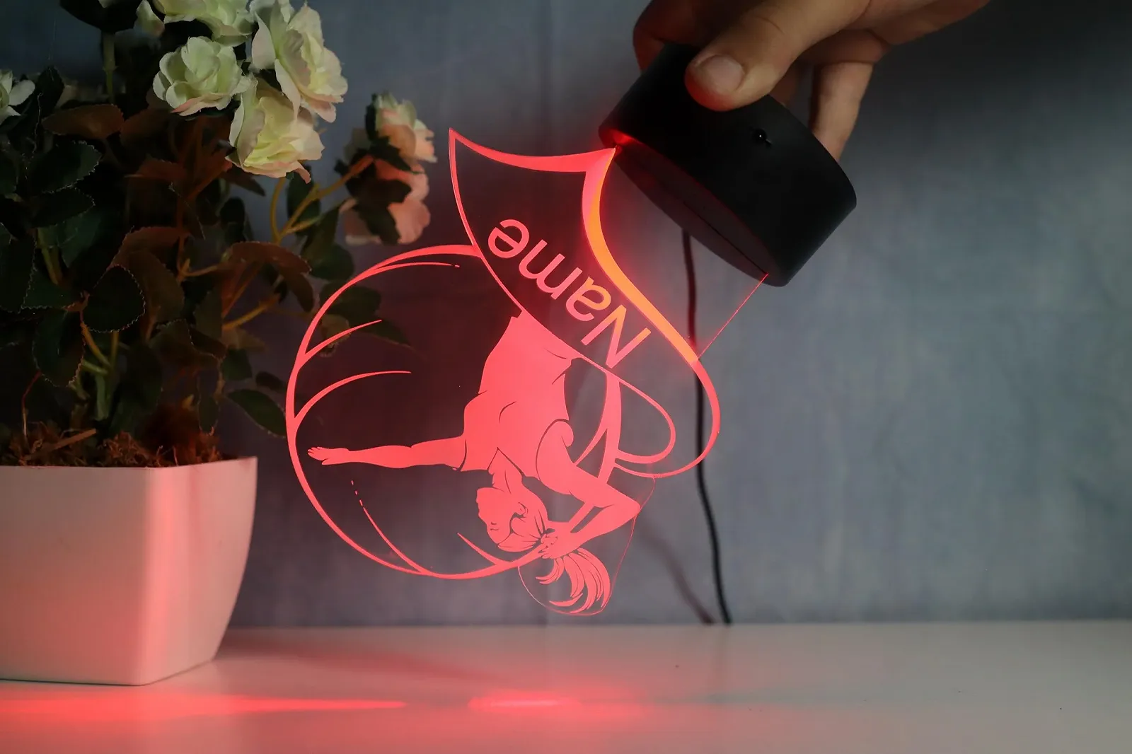 Настольная лампа Волейболист Персонализированная LED Диммируемая, фото №3