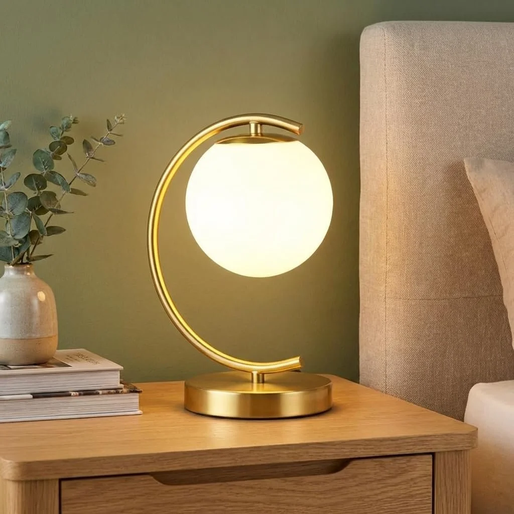 Світлодіодна настільна лампа B·LED BARCELONA San зі скляною кулею золото, фото №3