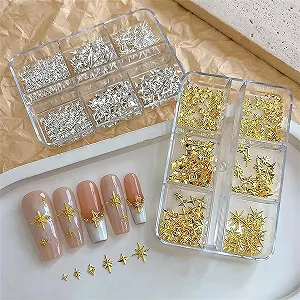 Набір фігурок для нігтів зірки 2 коробки 3D металеві Y2K synthetic.ua - Фото 1