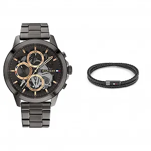 Чоловічий аналоговий багатофункціональний кварцовий годинник Tommy Hilfiger з нержавіючої сталі або шкіряним ремінцем - Фото 1