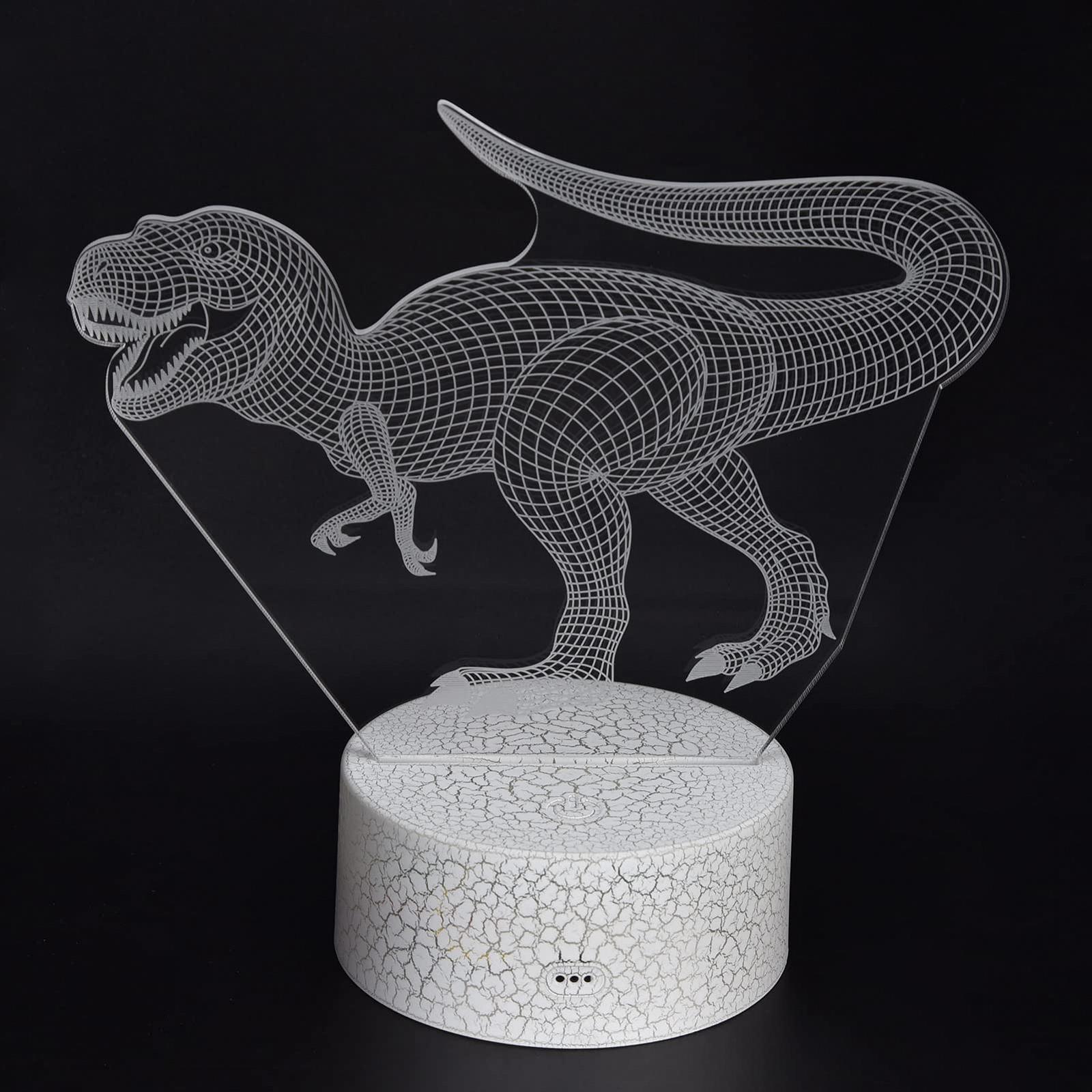 Ночник Nachtlicht Haofy Dinosaurier 16 цветов 4 режима 3D лампа с пультом дистанционного управления, фото №1