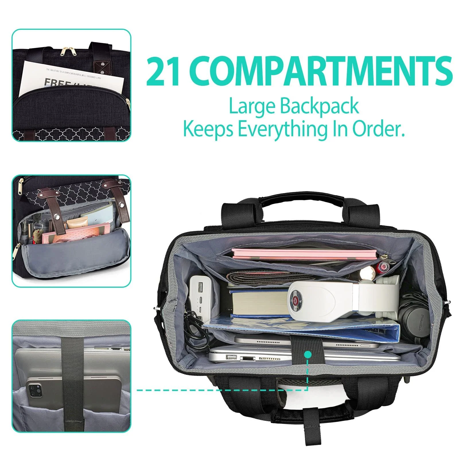 Рюкзак для школи Kuosdaz 15.6 дюймів USB Charging Port & Laptop Compartment Casual Anti-Theft Black, фото №3 Рюкзак для школи Kuosdaz 15.6 дюймів USB Charging Port & Laptop Compartment Casual Anti-Theft Black, фото №3