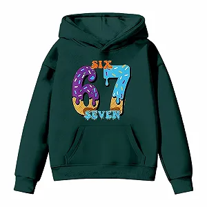 Худи с мемом 67 для подростков, с длинными рукавами, с мороженым, с узором 67, удобный мягкий свитшот, преппи пуловер для мальчиков и девочек, модный худи synthetic.ua - Фото 1