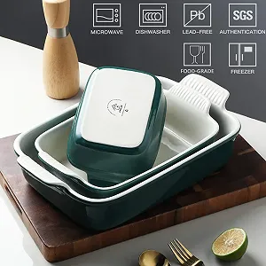 Набор форм для запекания Sweejar Home прямоугольные керамические Темно-зеленый цена на synthetic.ua - Фото 1 Набор форм для запекания Sweejar Home прямоугольные керамические Темно-зеленый synthetic.ua - Фото 1