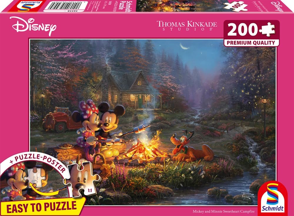 Пазл Schmidt Spiele Disney 56558 Thomas Kinkade Mickey and Minnie Sweetheart Campfire 200 элементов, фото №4