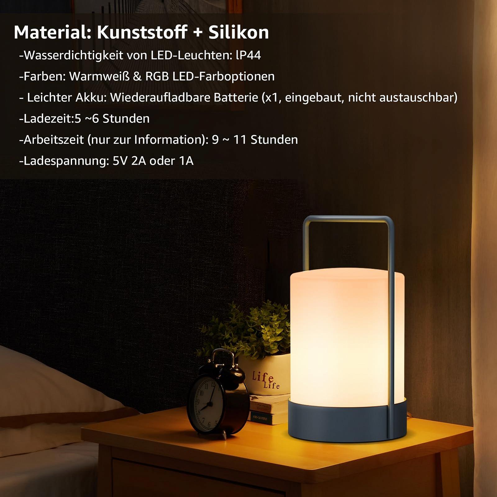 Настільна LED лампа для вулиці акумуляторна бездротова металевий каркас IP44 диммована 8-10 год RGB USB-C зарядка, фото №4