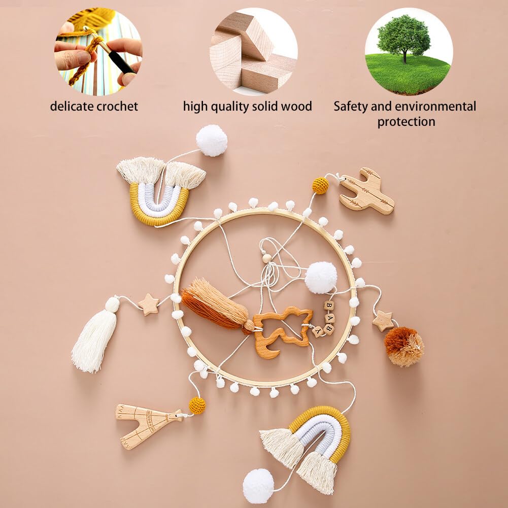 Мобиль для детской кроватки с колокольчиками Baby Gift Rattle Toy с фетровыми шариками и облаками, фото №2