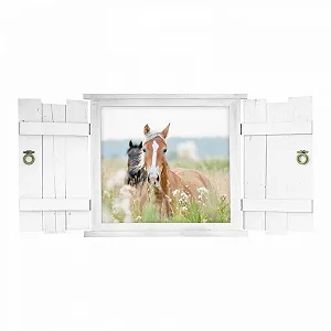 Настінна наклейка nikima 132 Horse in Window Біла 750 x 380 мм - Фото 1