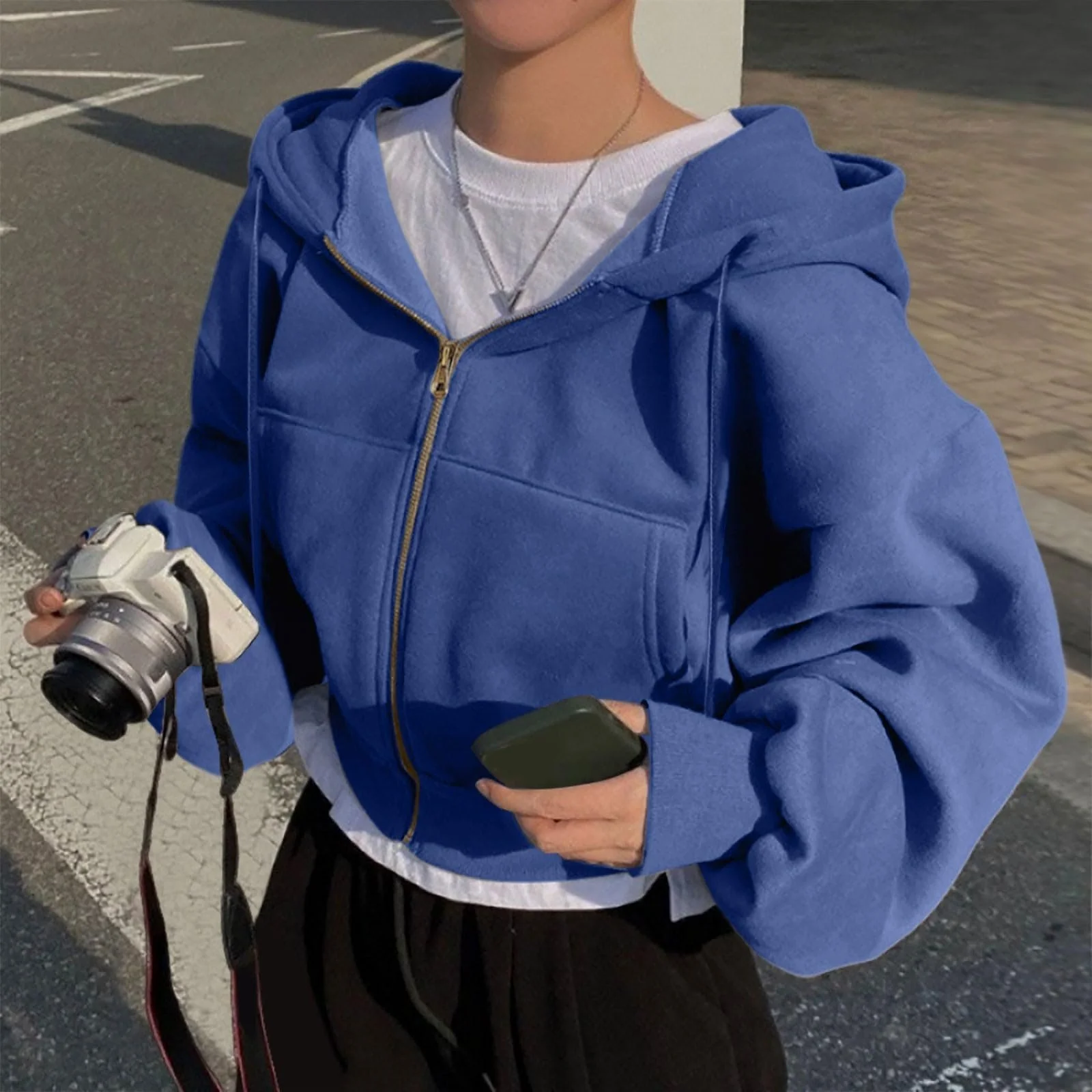 Толстовки женские Худи с капюшоном с градиентом Baggy Мягкая термокуртка Карман большого размера Толстовки с капюшоном Куртка Harajuku Grunge Streetwear, фото №3