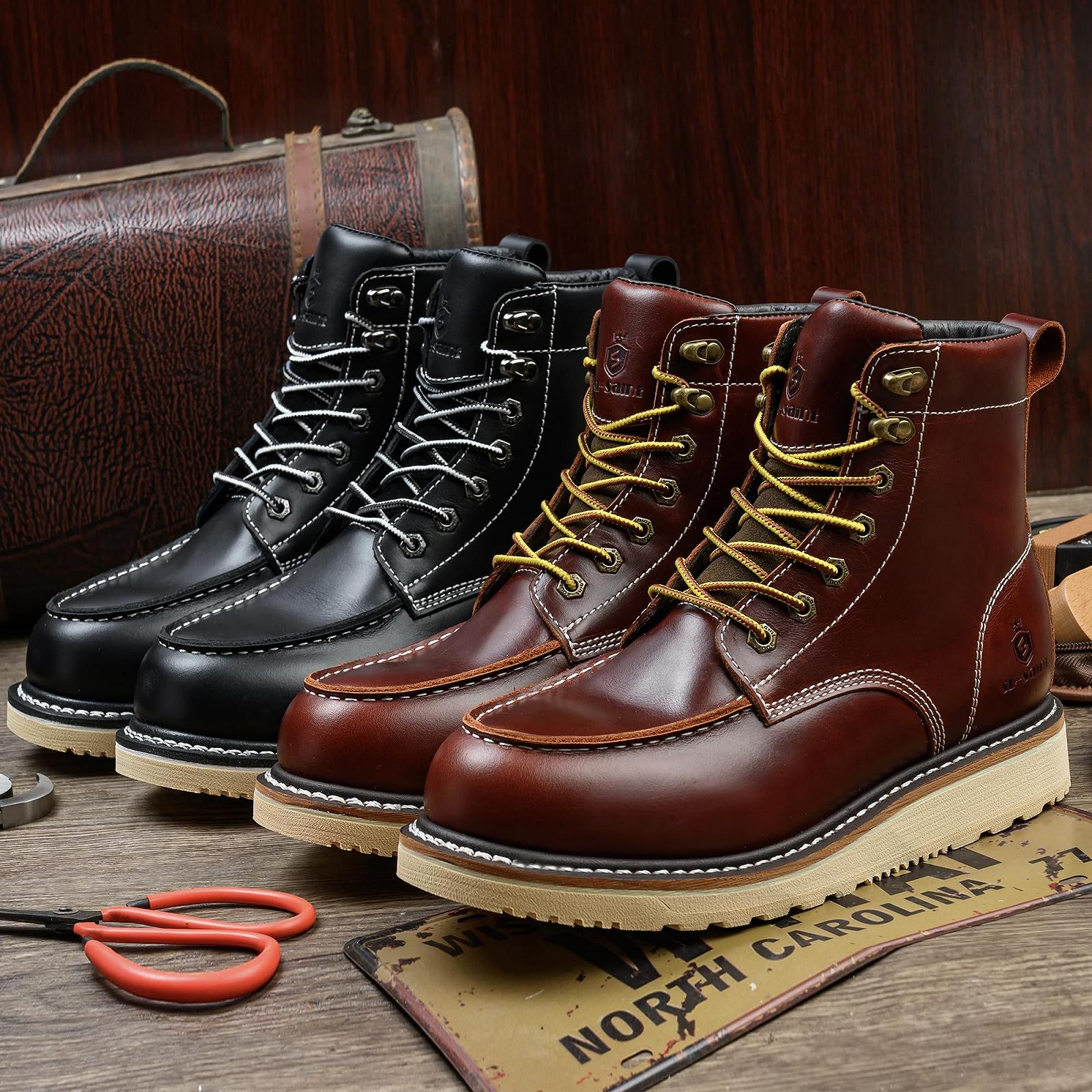 Ботинки SL-Saint Ручной работы Водонепроницаемые С мягким носком Moc Toe Goodyear-Welted Классические Из цельнозерновой кожи, фото №4