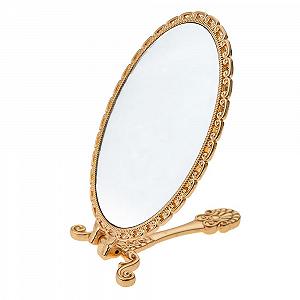 Ручное зеркало Clayre & Eef 8x2x18 см Полирезин Стекло Овальное Золотистое synthetic.ua - Фото 1