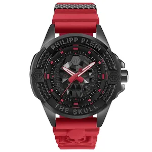 Часы Philipp Plein The $Kull Унисекс Аналоговые Кварцевые Силиконовые, Sw/Red - Pwaaa2424, Ремешок - Фото 1