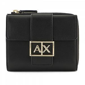 Кошелек Armani Exchange Jodie, Sustainable, Gold Metal Logo Bi-Fold, Черный, черный synthetic.ua - Фото 1