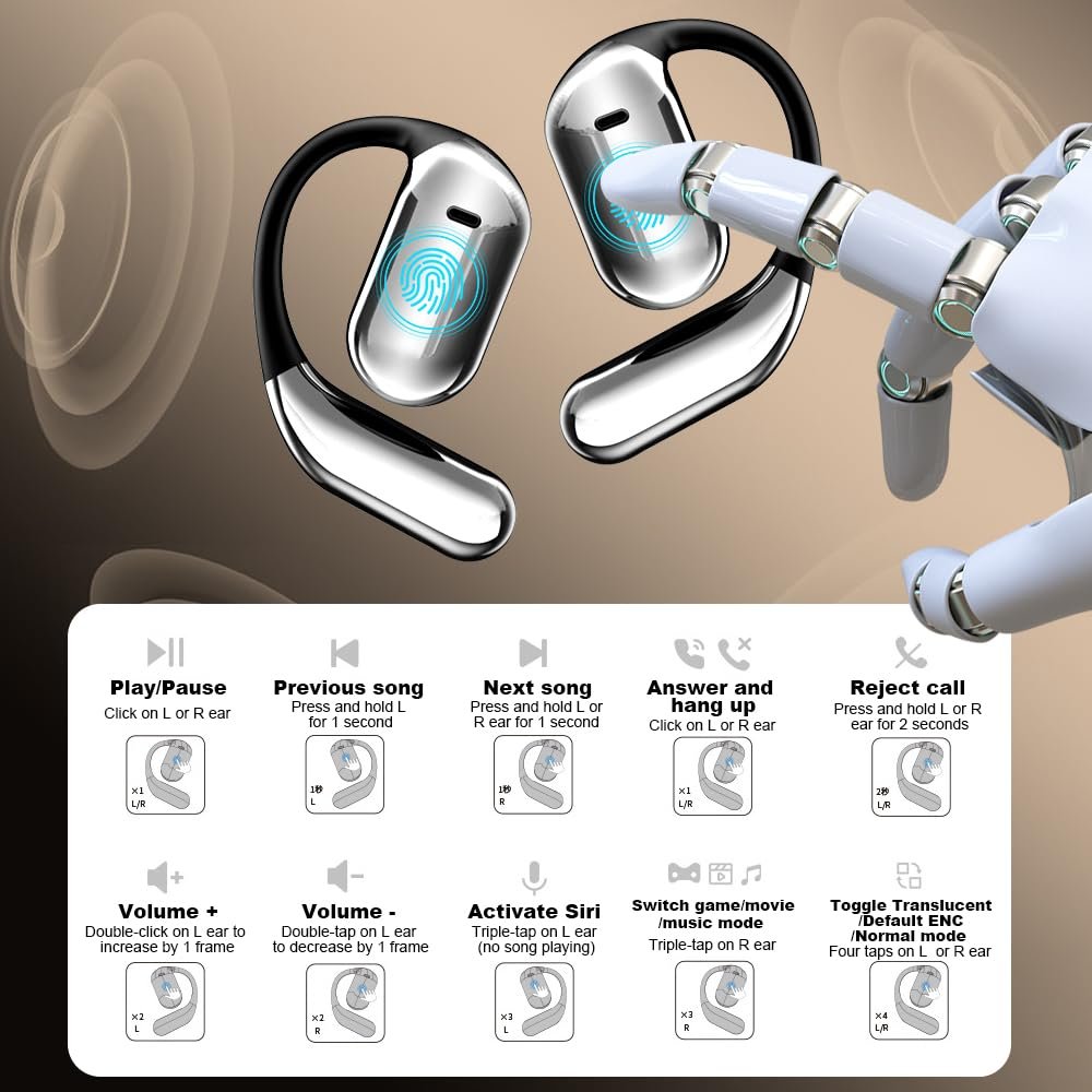 Наушники для перевода Bluetooth, спортивные с ЖК-экраном, умные, фото №7