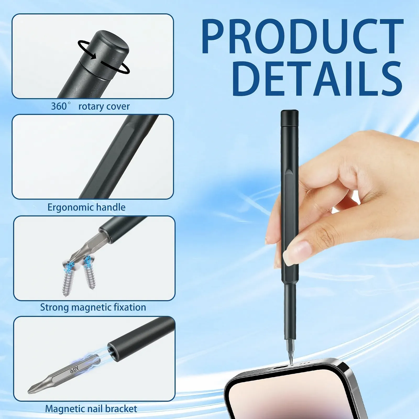 Електрична прецизійна викрутка 63-в-1 для електроніки та ноутбуків, фото №3