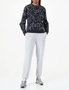 Свитшот Love Moschino Женский Обычный Крой Длинный Рукав Круглая Шея с Принтом Storm of Hearts synthetic.ua - Фото 1