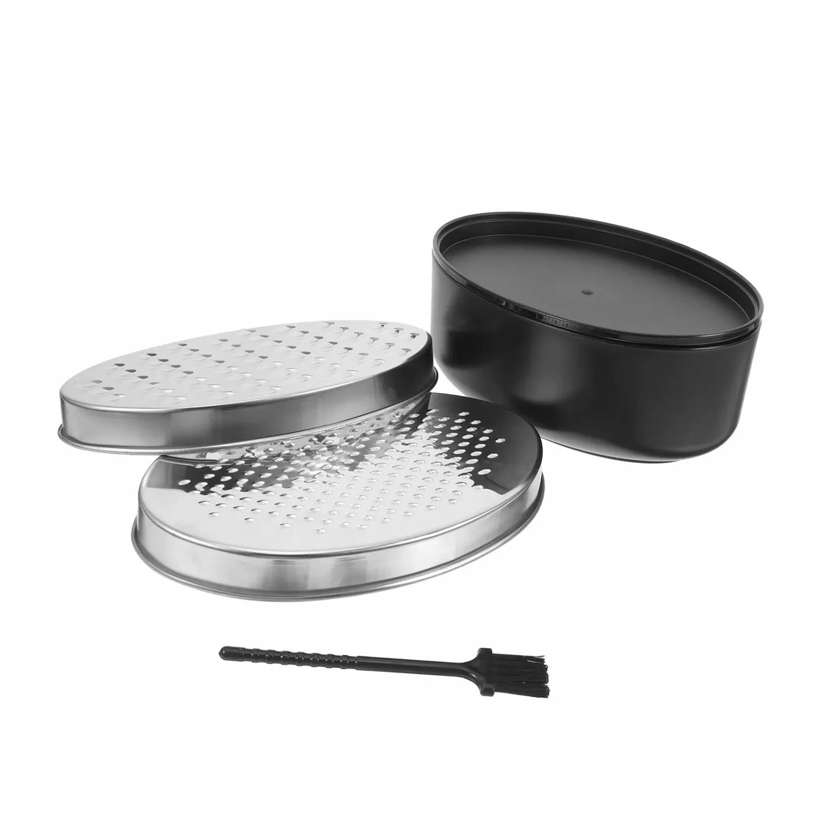 Ручна терка Овальна двостороння з контейнером для сиру, овочів, імбиру, інструмент для грубого натирання, фото №1