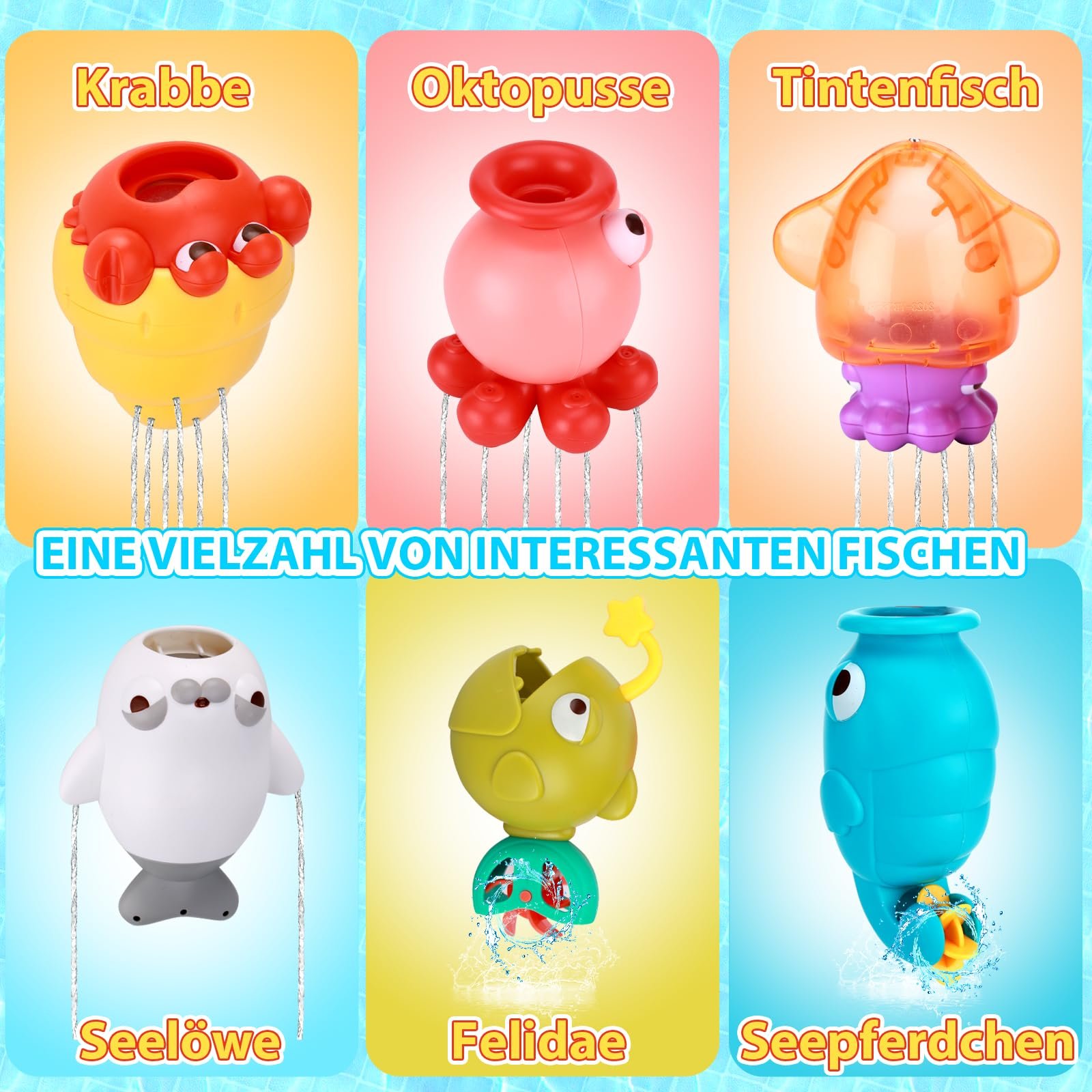 Іграшка для ванни Риболовля з вудками, водними пістолетами, сачком, магнітною рибою, фото №6