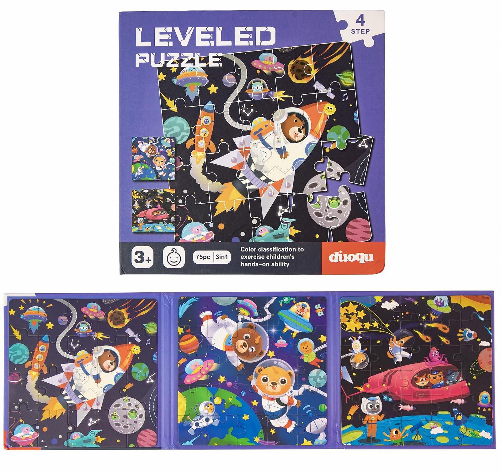 Магнітний пазл Homewit Космос 3-в-1 75 елементів 20-25-30 деталей, фото №1