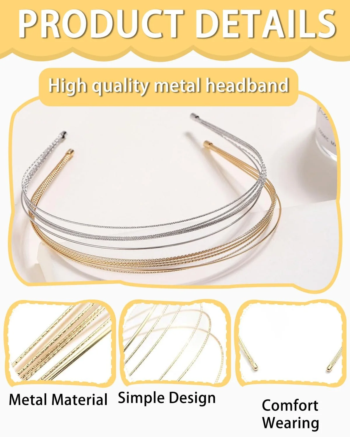 Обруч Металевий Багатошаровий (2 шт.) Золотий, фото №3