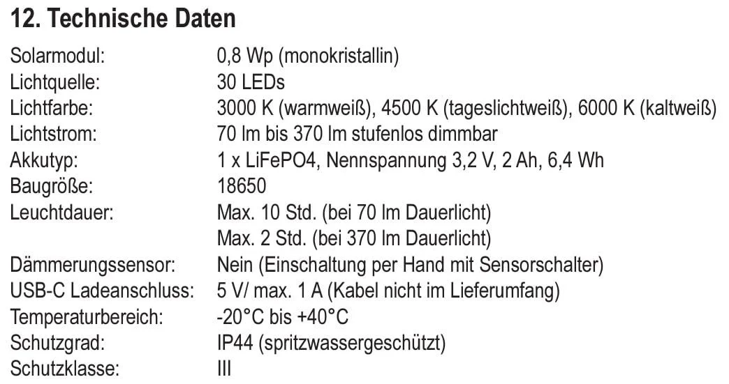 Настільна лампа esotec Sissi 23 Solar Плавне регулювання яскравості Li-Ion USB-C 23 см, фото №10