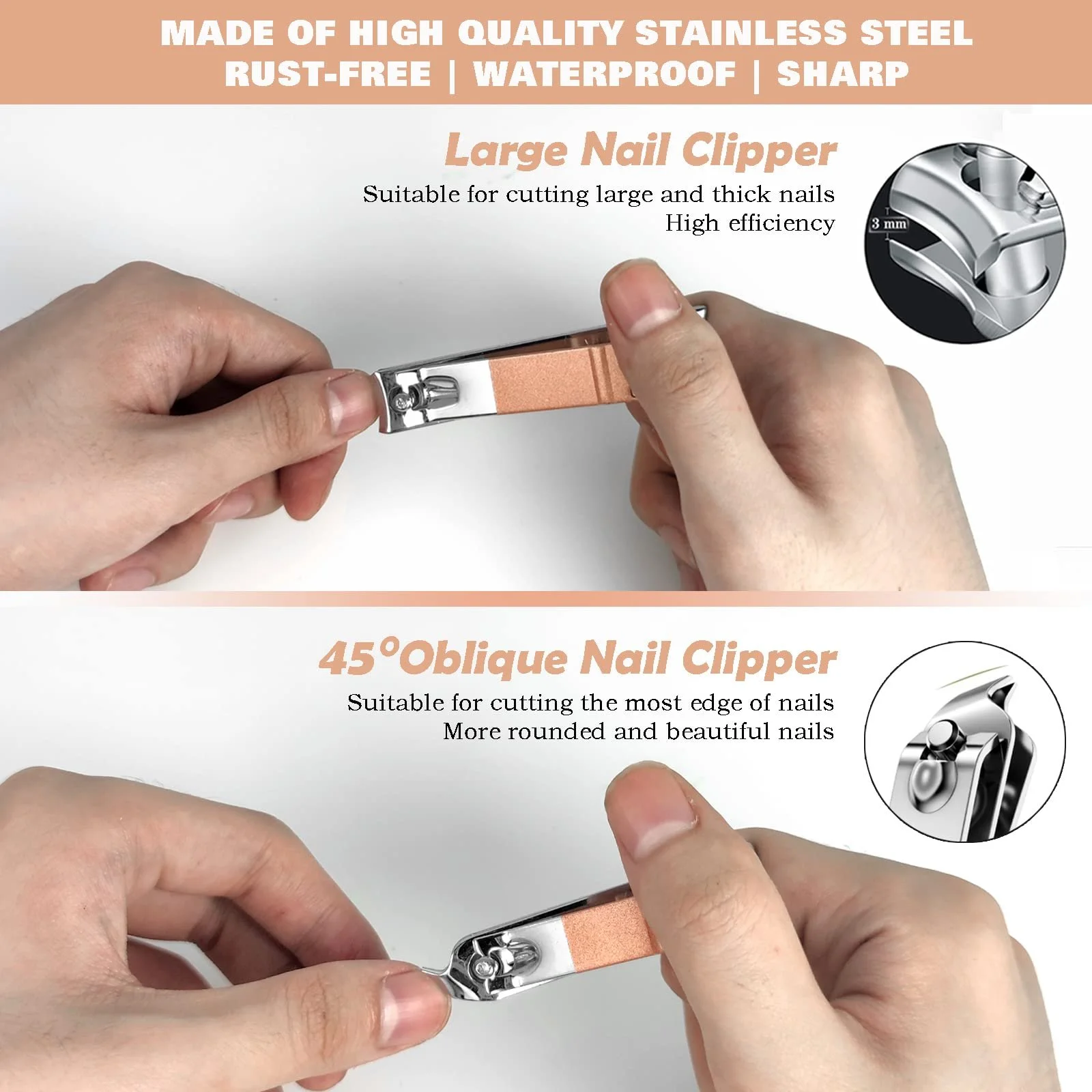 Набір для манікюру Professional Nail Clippers Set, 18-в-1 для подорожей і дому Rose Gold, фото №4 Набір для манікюру Professional Nail Clippers Set, 18-в-1 для подорожей і дому Rose Gold, фото №4