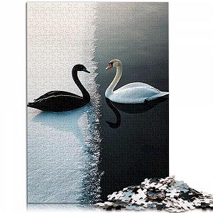 Пазл Черные и белые лебеди 1000 элементов деревянный 75 x 50 см synthetic.ua - Фото 1