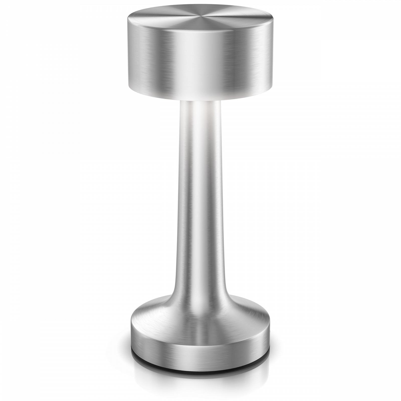 Настольная лампа CSL LED беспроводная, с регулировкой яркости, 3 цвета света, аккумуляторная, сенсорная, USB-C, нержавеющая сталь., фото №1