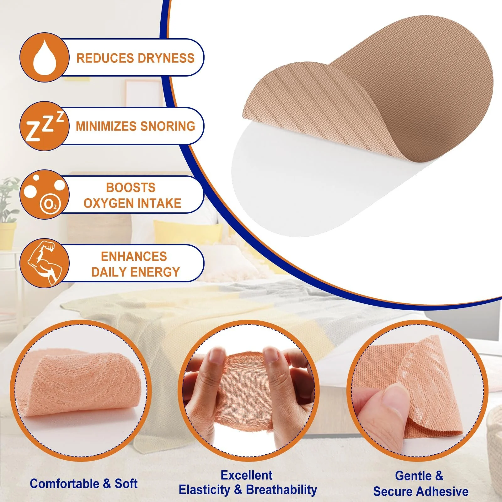 Пластирі для рота Sleep, 42 шт, Преміум стрічка для рота для сну, Проти хропіння, фото №2