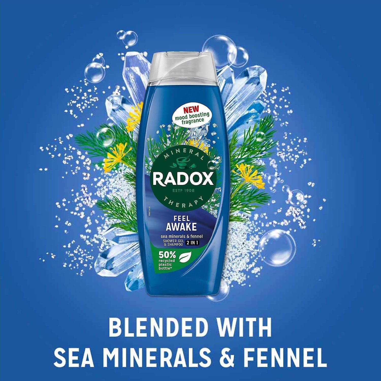 Гель для душа и шампунь Radox Mineral Therapy Feel Awake 2-в-1 морские минералы и фенхель 6 x 450 мл, фото №3 Гель для душа и шампунь Radox Mineral Therapy Feel Awake 2-в-1 морские минералы и фенхель 6 x 450 мл, фото №3