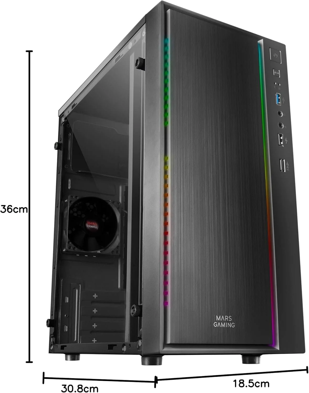 Корпус для ПК / Mars Gaming MCM / Mini Tower / Без БП / RGB-подсветка / Черный, фото №7