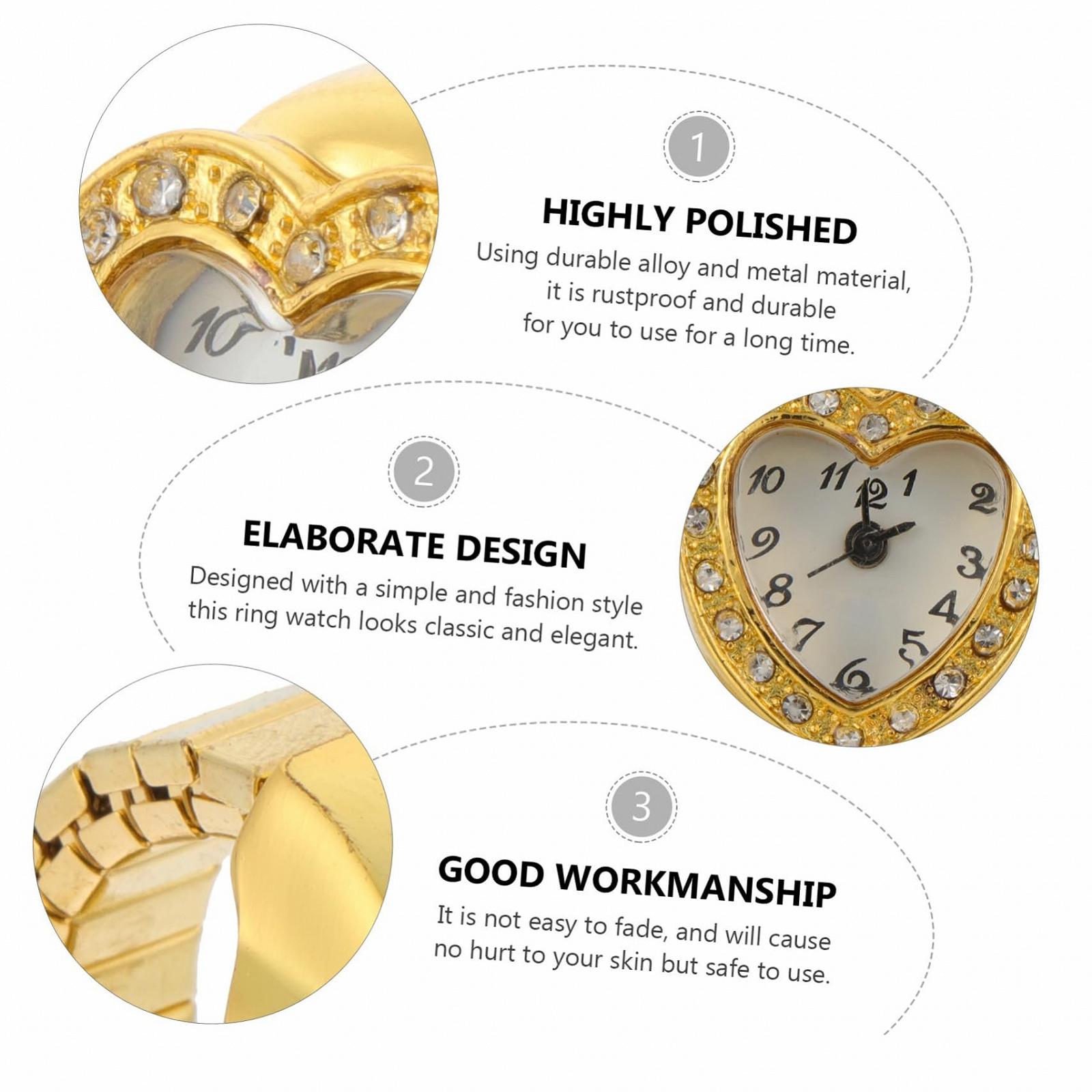 Кільце-годинник жіночий LIFKOME Серцеподібний з блискітками, регульований, фото №6 Кільце-годинник жіночий LIFKOME Серцеподібний з блискітками, регульований, фото №6