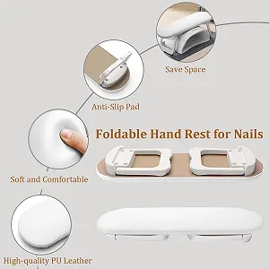 Підставка для рук ANRUI для манікюрного салону, подушка для рук з PU шкіри зі складною підставкою synthetic.ua - Фото 1