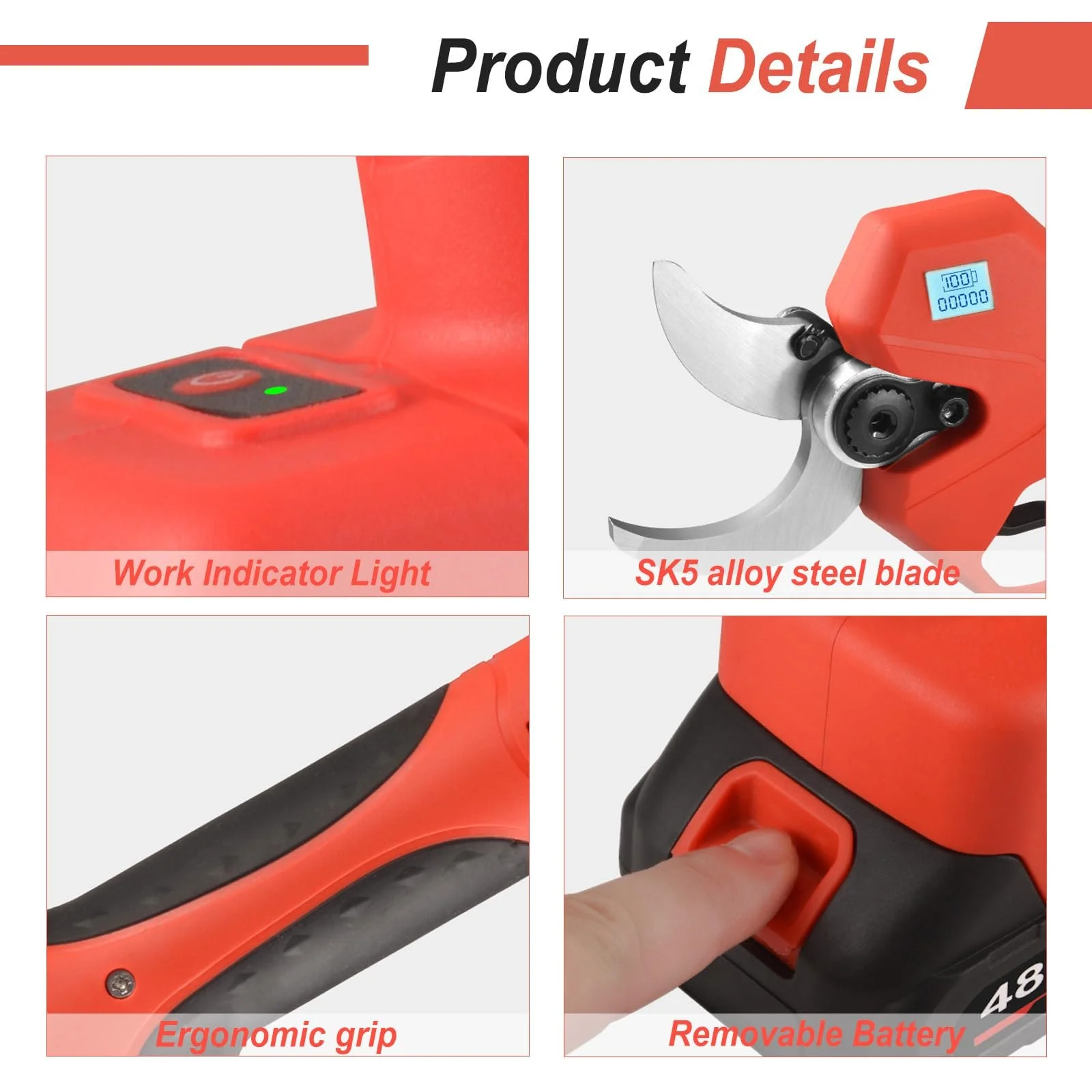 Електричний секатор SK5 Леза 30 мм 21 V Акумуляторний з 2 акумуляторами 2Ah, фото №3