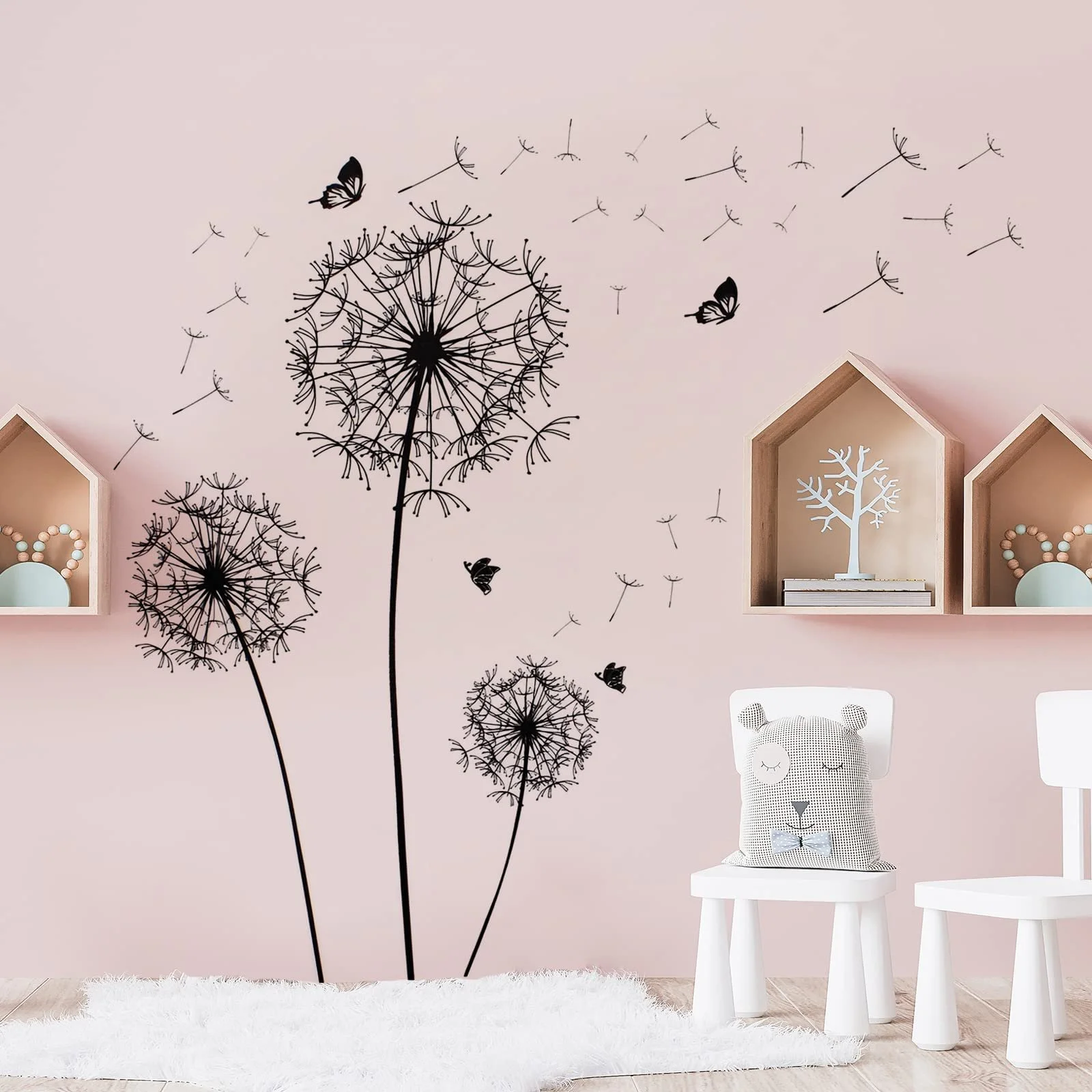 Наклейка на стіну WandSticker4U Dandelion Flower 3D Butterfly Black, фото №3 Наклейка на стіну WandSticker4U Dandelion Flower 3D Butterfly Black, фото №3