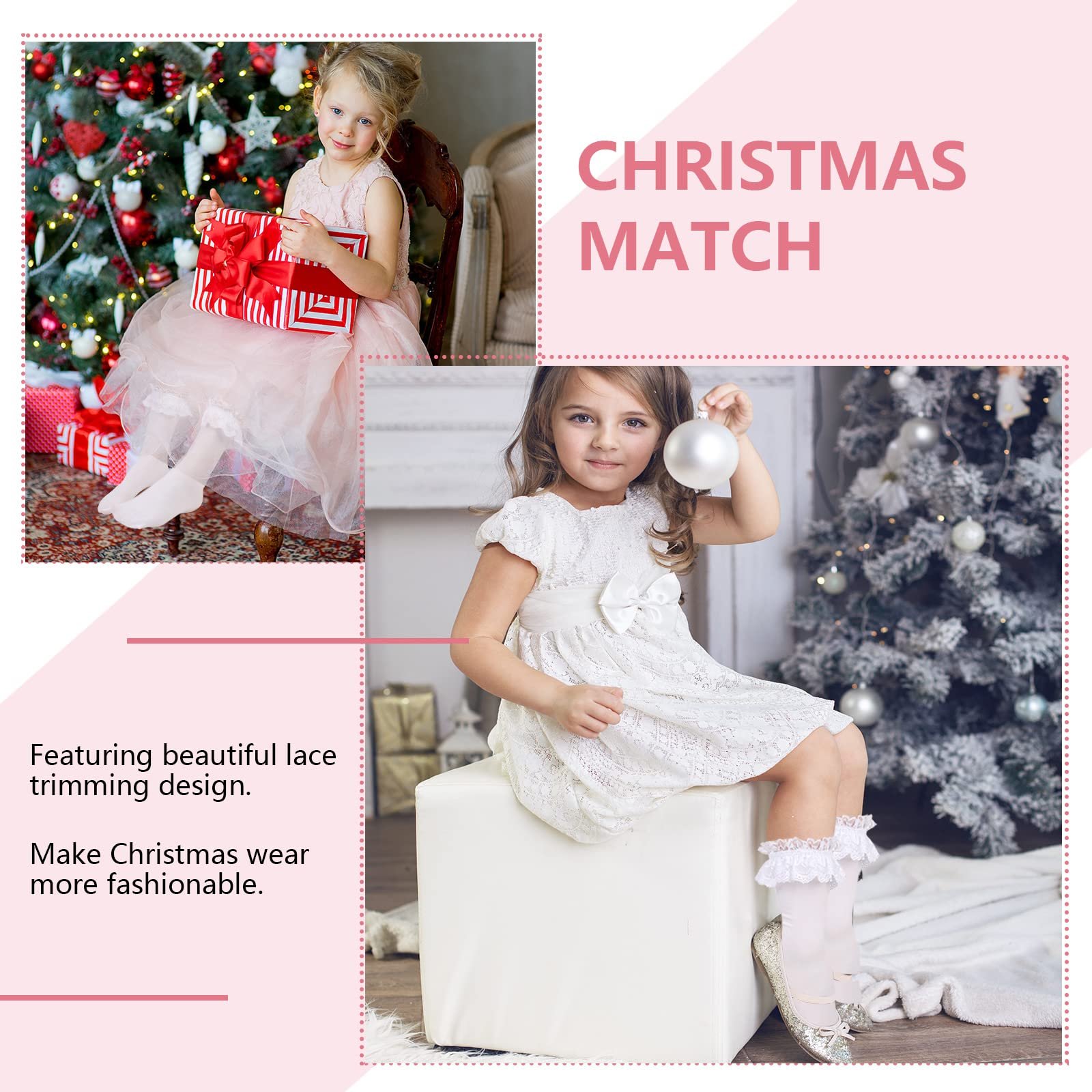 Носки с рюшами SATINIOR Женские носки кружевные гольфы непрозрачные носки с рюшами кружевные носки принцессы для женщин девушек, фото №6