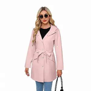 Женское переходное пальто GITVIENAR с поясом, капюшоном и водоотталкивающего материала для идеального осеннего образа - Фото 1