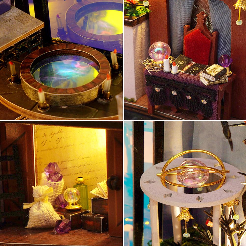 Конструктор Book Nook Dollhouse Puzzle Toy Миниатюрный Magic Bookcase с мебелью и пылезащитной крышкой, фото №6