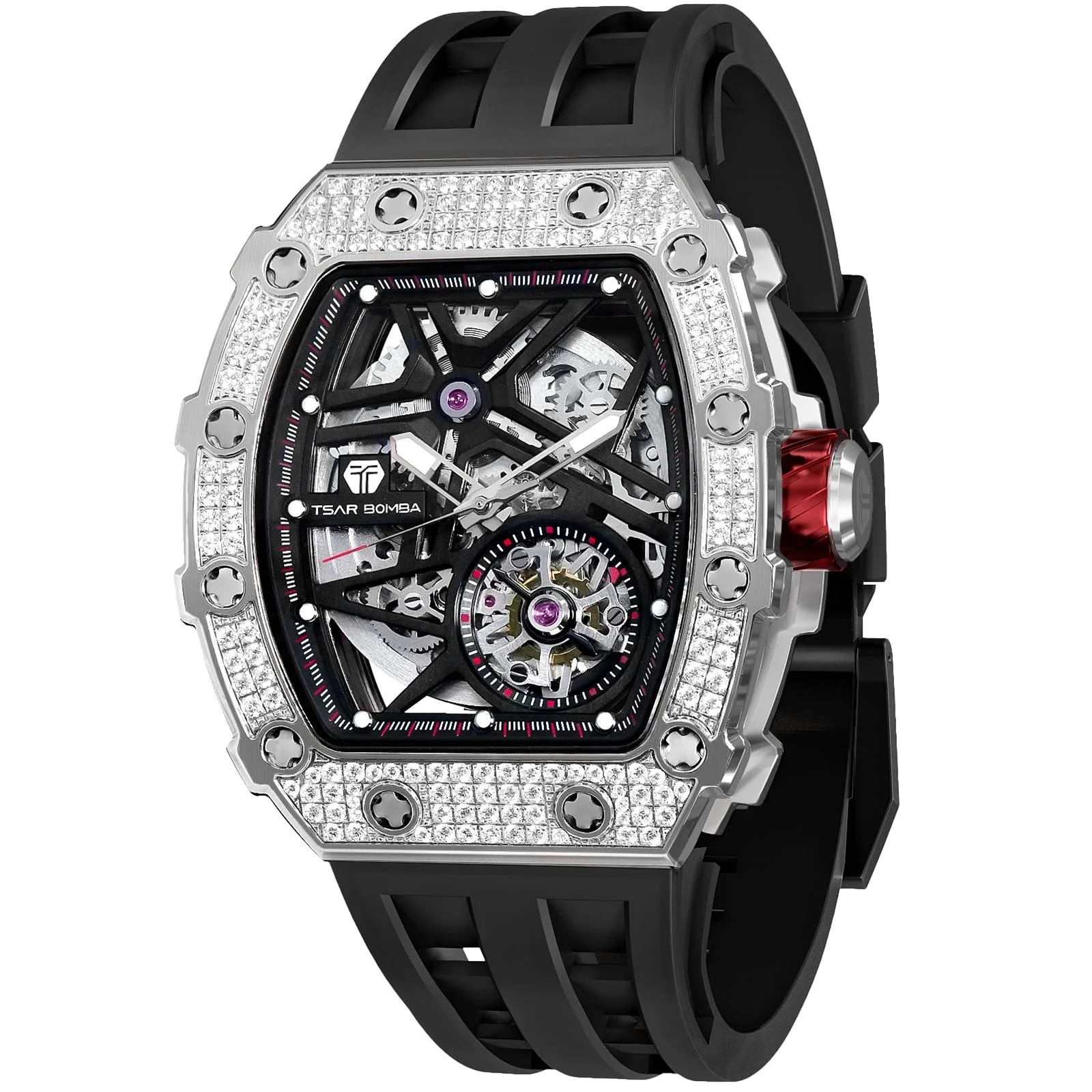 Мужские Автоматические Часы TSAR BOMBA, Японский Механический Механизм, Сапфировое Стекло, Водонепроницаемость 50 м, Безель из Углеродного Волокна, Силиконовый Ремешок, Роскошные Люминесцентные Квадратные Часы, фото №1 Мужские Автоматические Часы TSAR BOMBA, Японский Механический Механизм, Сапфировое Стекло, Водонепроницаемость 50 м, Безель из Углеродного Волокна, Силиконовый Ремешок, Роскошные Люминесцентные Квадратные Часы, фото №1