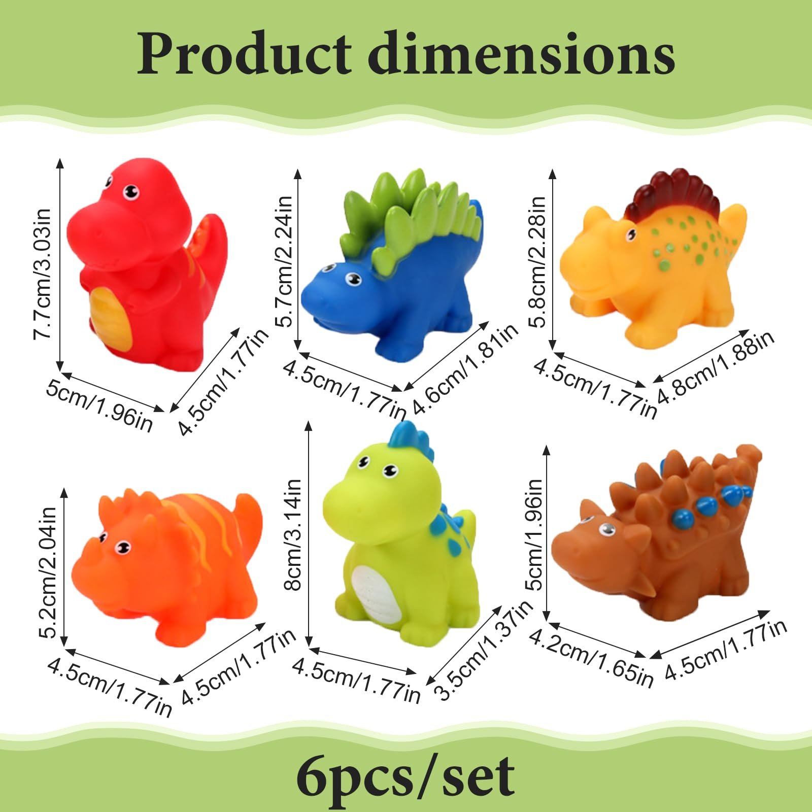 Набір Іграшок для Ванни Дизайн Динозаврів 6 шт., фото №2
