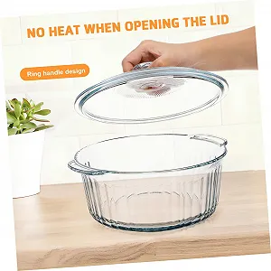 Форма ABOOFAN кругла скляна з кришкою жаростійка з боросилікатного скла synthetic.ua - Фото 1