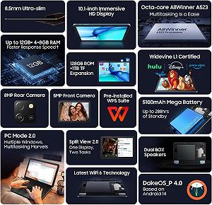 Планшет 10.1" Blackview Tab 60 Wi-Fi (4+8)/128Gb 8 ядер Android 14 5100 mAh Сірий synthetic.ua - Фото 1