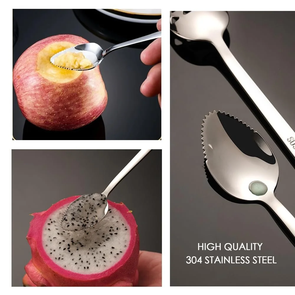 Ложка для грейпфрута Kiwi, серебристая, из нержавеющей стали, с зубцами, 2 шт, фото №3