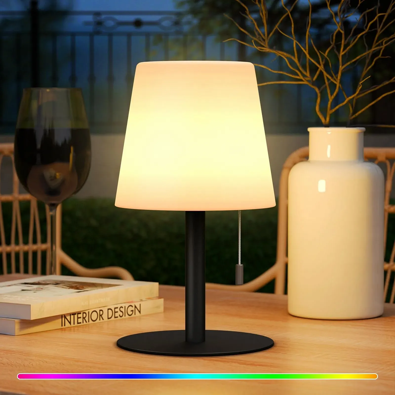 Світлодіодна настільна лампа FUYO LED Wireless Battery Night Light IP44 8 кольорів 8-20 год 25 x 16 см Ударостійка Портативна, фото №1