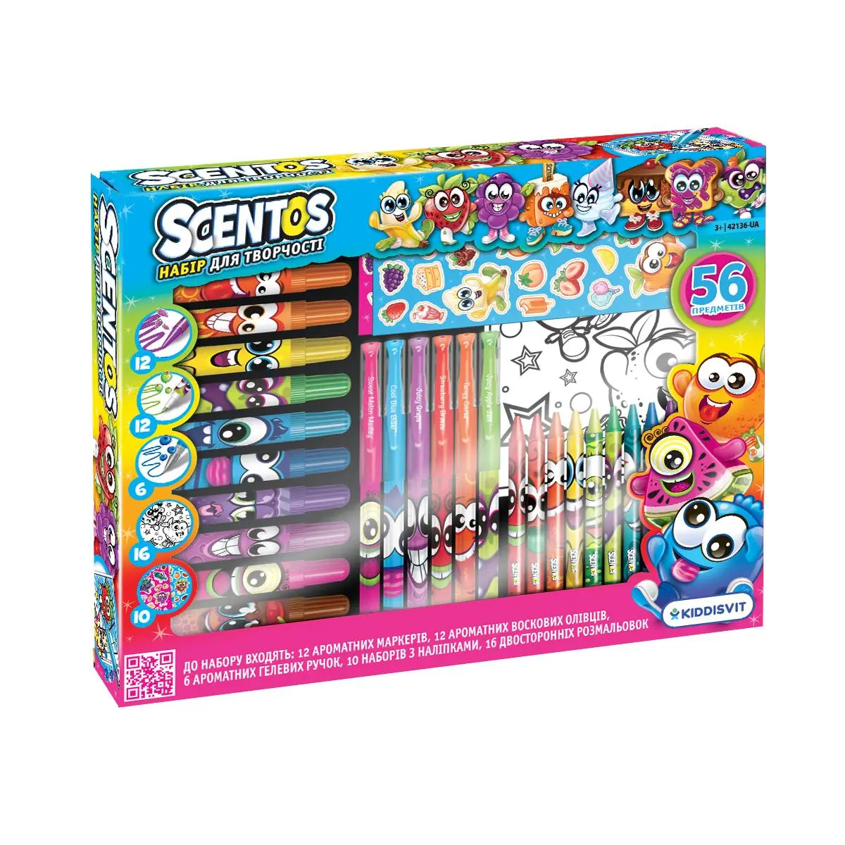 Ароматный набор для творчества АРОМАТНОЕ АССОРТИ Scentos раскраски маркеры воск карандаши наклейки ручки 42136-UA, фото №1