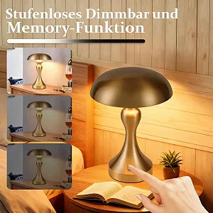 Настільна лампа LED акумуляторна сенсорна димована Vintage USB Золота бронза synthetic.ua - Фото 1