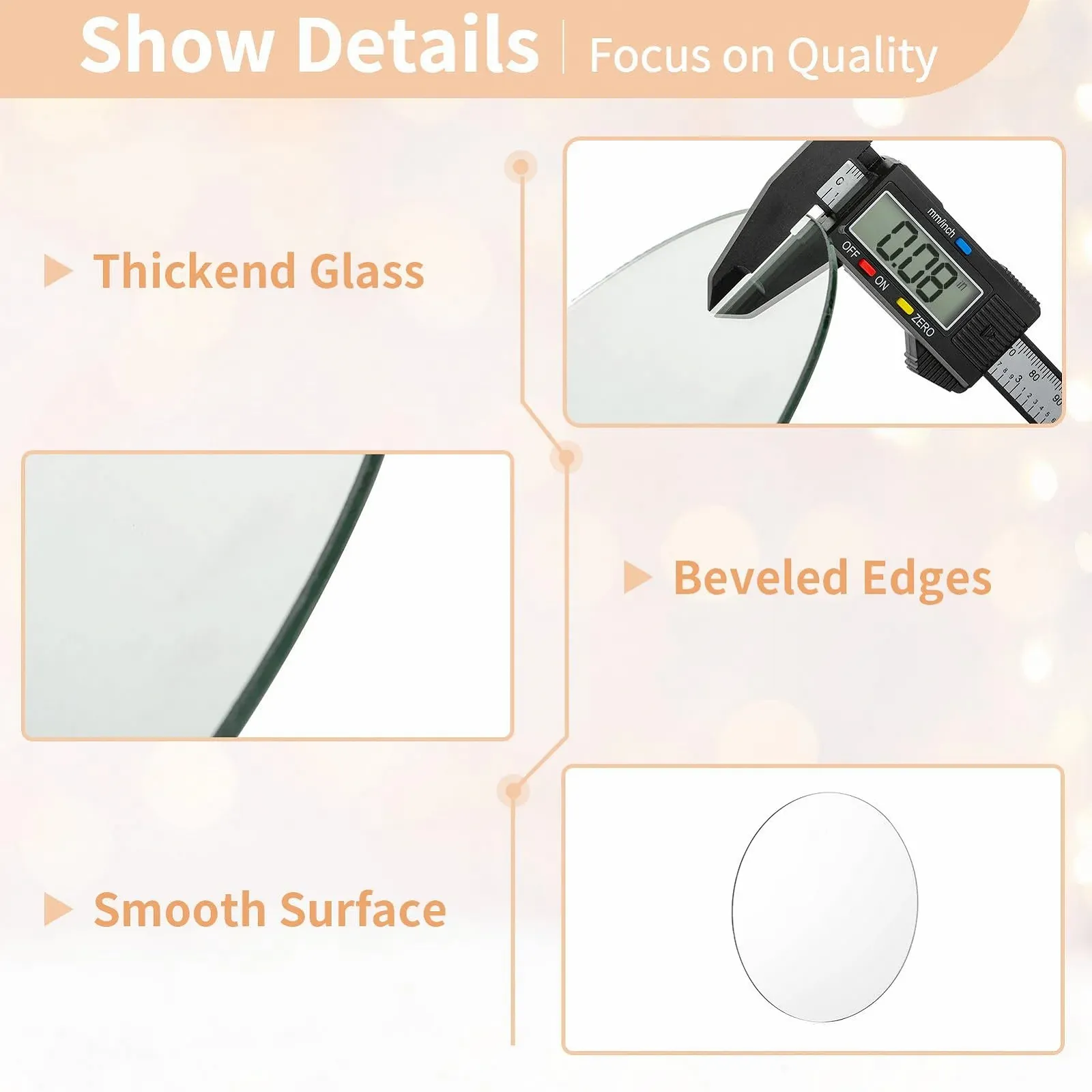 Зеркальная Подставка NUPTIO Круглое Стекло, 20 cm, 6 штук, фото №5 Зеркальная Подставка NUPTIO Круглое Стекло, 20 cm, 6 штук, фото №5