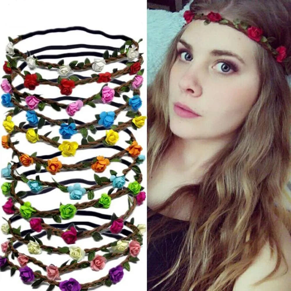 Вінок для волосся Квітковий Богемний Різнокольоровий 6 шт, фото №3