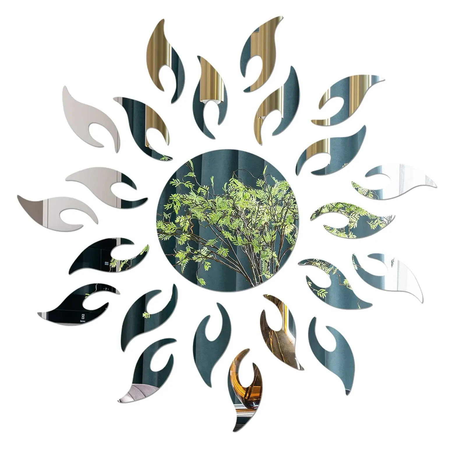 Наклейки на стіну Zoyiancy 3D Соняшник Дзеркальні акрилові Сріблясті Medium, фото №1